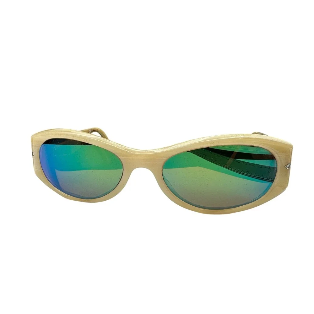 Persol 2919-S Sunglasses Marbled Cream Black Iridescent Mirror Lens Vintage Y2K